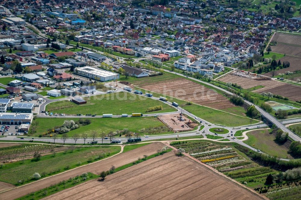 Luftaufnahme Ettenheim - Baustelle mit Erschließungs - und Aufschüttungs- Arbeiten Ettenheim West in Ettenheim im Bundesland Baden-Württemberg, Deutschland