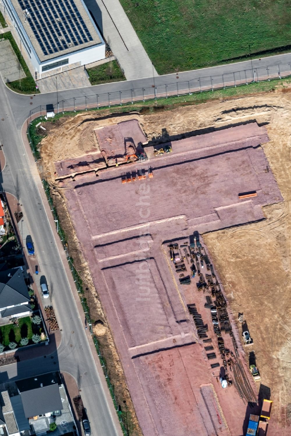 Luftbild Kenzingen - Baustelle mit Erschließungs - und Aufschüttungs- Arbeiten am Feuerwehrweg in Kenzingen im Bundesland Baden-Württemberg, Deutschland