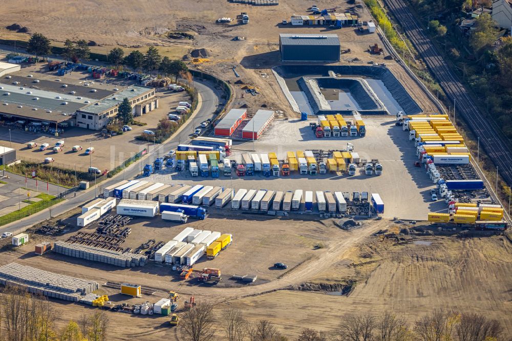 Luftbild Bochum - Baustelle mit Erschließungs - und Aufschüttungs- Arbeiten auf dem Gelände der BROCK Kehrtechnik GmbH in Bochum im Bundesland Nordrhein-Westfalen, Deutschland