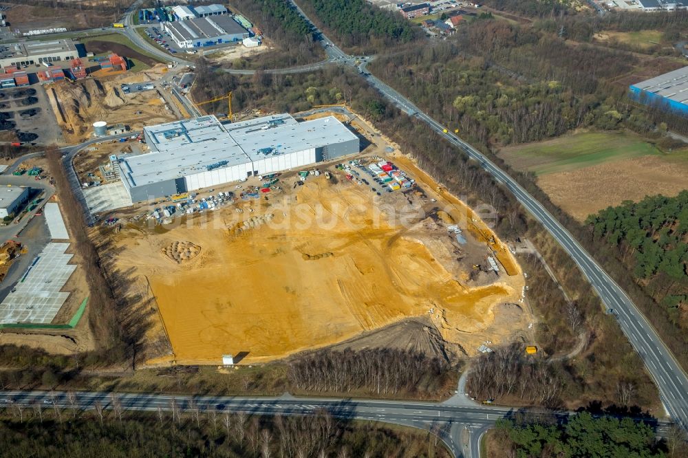 Luftaufnahme Dorsten - Baustelle mit Erschließungs - und Aufschüttungs- Arbeiten der GENAN HOLDING A/S in Dorsten im Bundesland Nordrhein-Westfalen