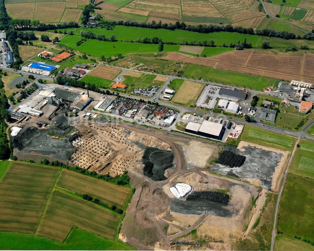 Heuchelheim aus der Vogelperspektive: Baustelle mit Erschließungs - und Aufschüttungs- Arbeiten in Heuchelheim im Bundesland Hessen, Deutschland