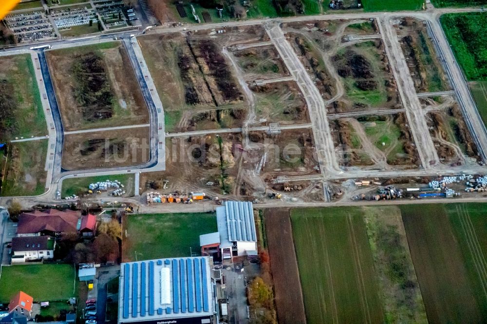 Luftbild Hohberg - Baustelle mit Erschließungs - und Aufschüttungs- Arbeiten in Hohberg im Bundesland Baden-Württemberg, Deutschland