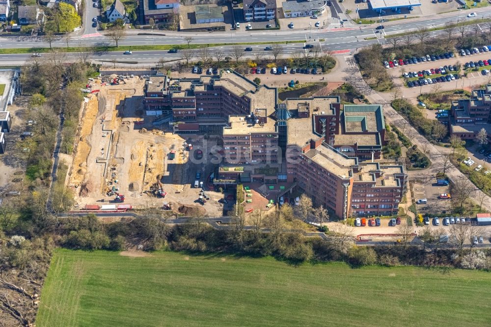 Luftbild Wesel - Baustelle mit Erschließungs - und Aufschüttungs- Arbeiten an der Kreisverwaltung in Wesel im Bundesland Nordrhein-Westfalen, Deutschland