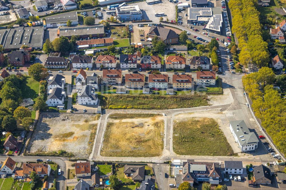 Luftaufnahme Soest - Baustelle mit Erschließungs - und Aufschüttungs- Arbeiten für eine neue Wohnsiedlung in Soest im Bundesland Nordrhein-Westfalen, Deutschland