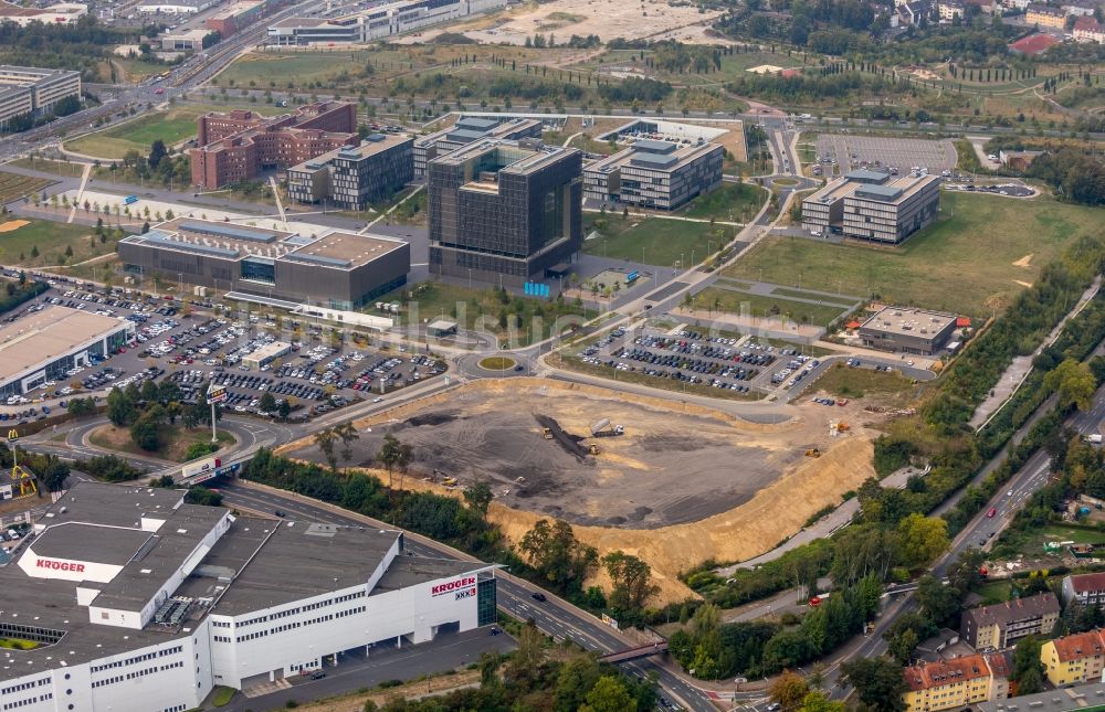 Luftbild Essen - Baustelle mit Erschließungs - und Aufschüttungs- Arbeiten am Quartiersbogen in Essen im Bundesland Nordrhein-Westfalen, Deutschland