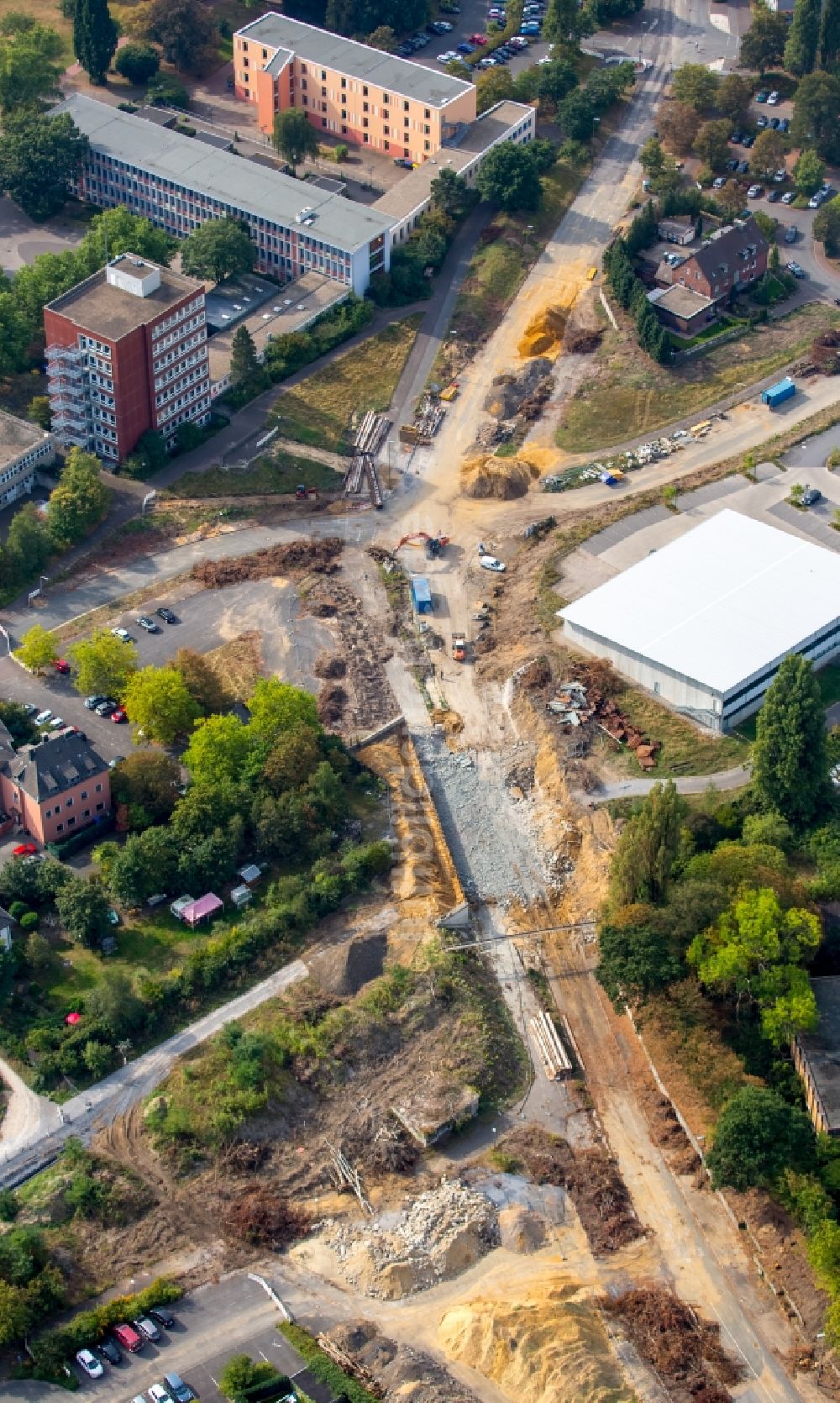 Luftbild Dorsten - Baustelle mit Erschließungs - und Aufschüttungs- Arbeiten zum Neubau der Bismarckstraße in Dorsten im Bundesland Nordrhein-Westfalen