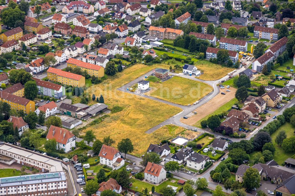 Luftaufnahme Werl - Baustelle mit Erschließungs - und Aufschüttungs- Arbeiten zwischen Röntgenstraße und Panningstraße in Werl im Bundesland Nordrhein-Westfalen, Deutschland