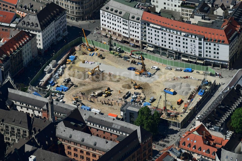 Luftaufnahme München Baustelle mit Erschließungs und