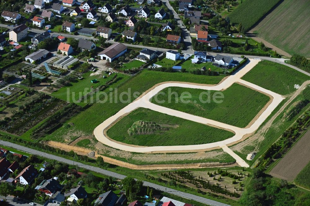 Luftbild Lauingen - Baustelle mit Erschließungs-, Grundierungs- und Erdarbeiten mit Aufschüttungen entlang der Ostendstraße in Lauingen im Bundesland Bayern, Deutschland