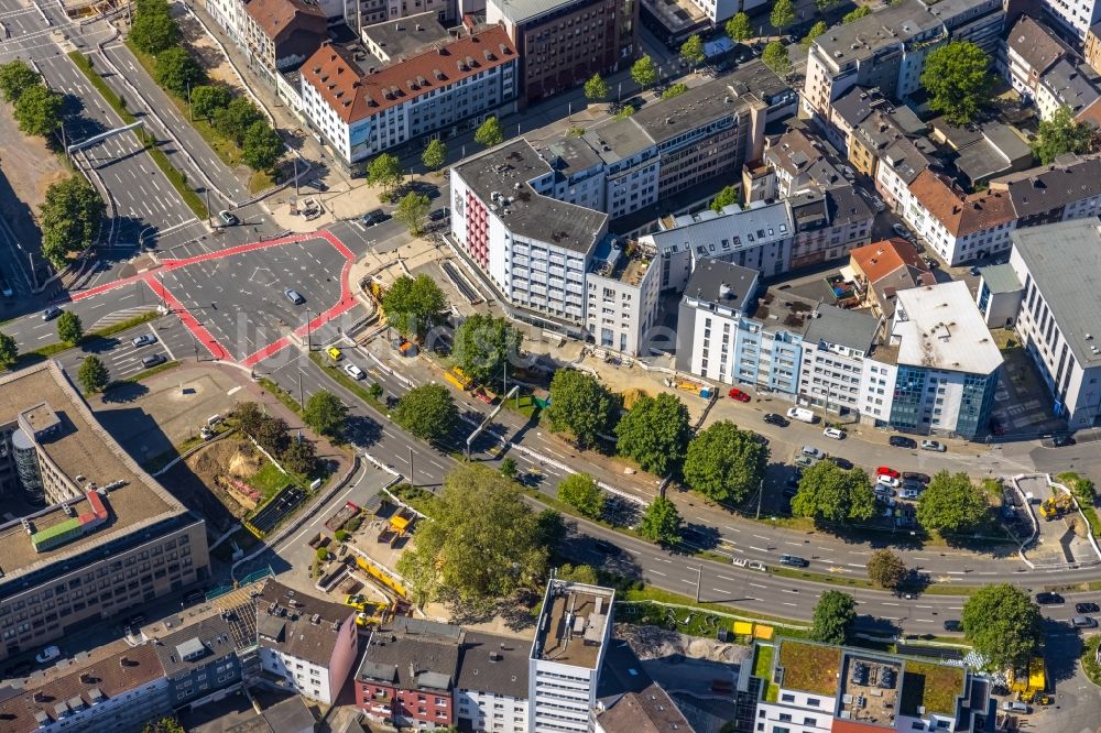 Luftaufnahme Dortmund - Baustelle mit Erschließungs-, Grundierungs- und Erdarbeiten mit Aufschüttungen am Schwanenwall in Dortmund im Bundesland Nordrhein-Westfalen, Deutschland