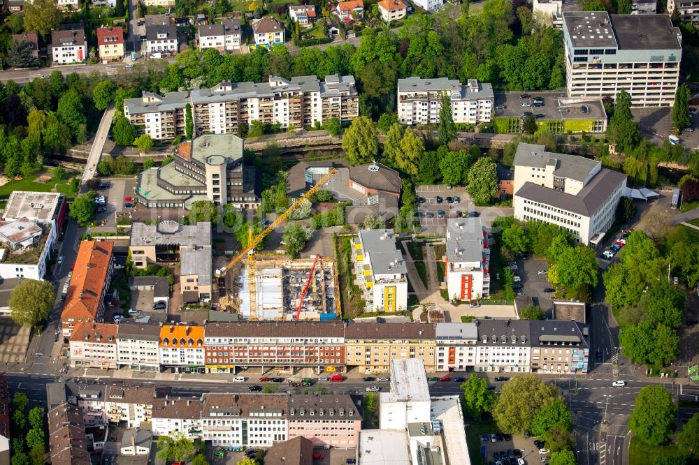 Luftaufnahme Hagen - Baustelle mit Erschließungs - und Pfahlgründungsarbeiten für die Fundamentplatte eines Neubaus in Hagen im Bundesland Nordrhein-Westfalen