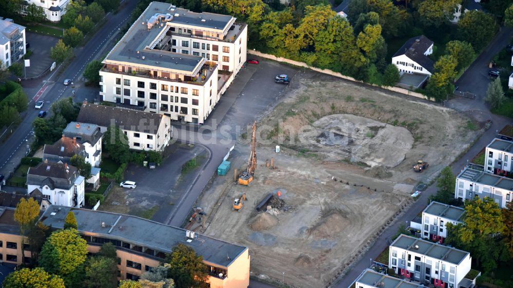 Bad Honnef von oben - Baustelle mit Erschließungs - und Pfahlgründungsarbeiten für die KLINKERHÖFE RHÖNDORF in Bad Honnef im Bundesland Nordrhein-Westfalen, Deutschland