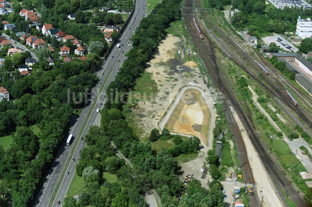 Magdeburg aus der Vogelperspektive: Baustelle mit Erschließungsarbeiten in Magdeburg im Bundesland Sachsen-Anhalt