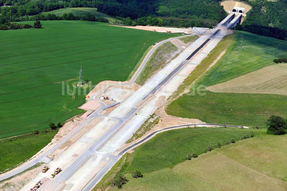 Luftbild Finneland - Baustelle Finnetunnel - Bibratunnel der Bahn- und ICE Strecke in Finneland im Bundesland Sachsen-Anhalt, Deutschland