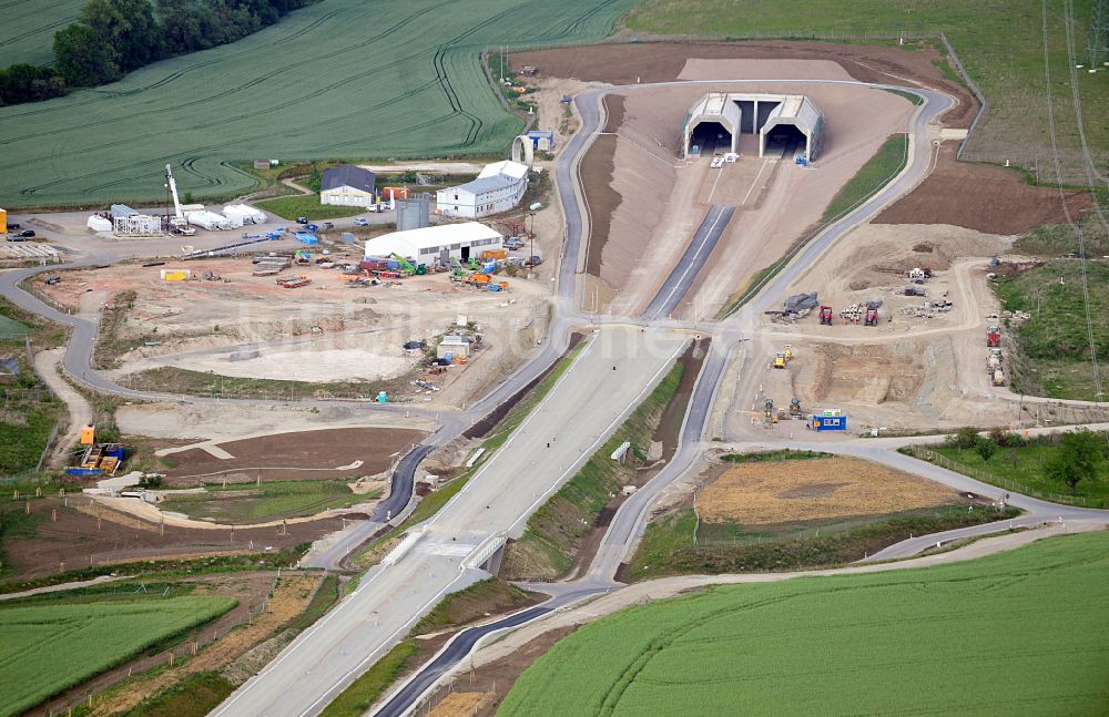 Finneland von oben - Baustelle Finnetunnel - Bibratunnel der Bahn- und ICE Strecke in Finneland im Bundesland Sachsen-Anhalt, Deutschland