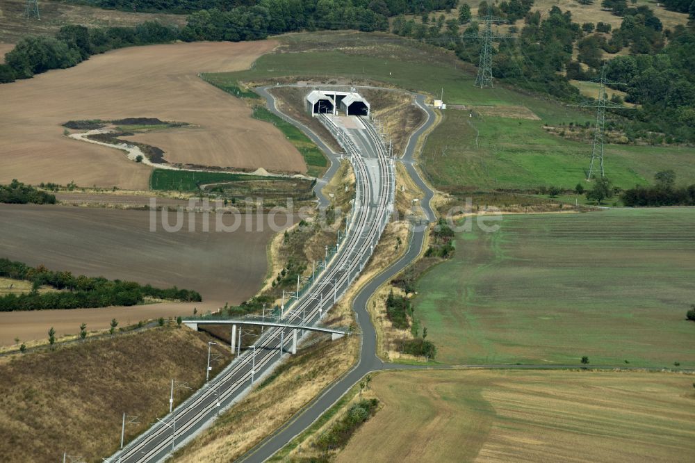 Luftbild Finneland - Baustelle Finnetunnel - Bibratunnel der Bahn- und ICE Strecke in Finneland im Bundesland Sachsen-Anhalt, Deutschland