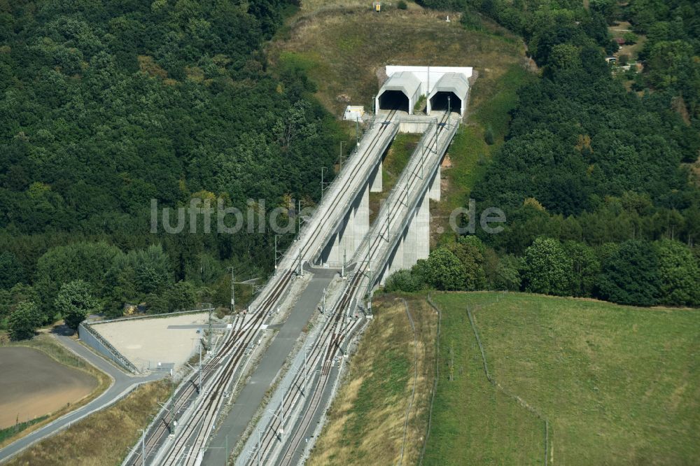 Finneland von oben - Baustelle Finnetunnel - Bibratunnel der Bahn- und ICE Strecke in Finneland im Bundesland Sachsen-Anhalt, Deutschland