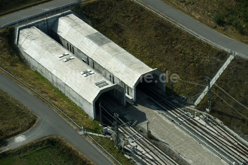 Finneland von oben - Baustelle Finnetunnel - Bibratunnel der Bahn- und ICE Strecke in Finneland im Bundesland Sachsen-Anhalt, Deutschland