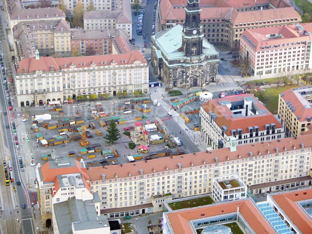 Luftaufnahme Dresden - Baustelle an der Frauenkirche in der Dresdner Altstadt