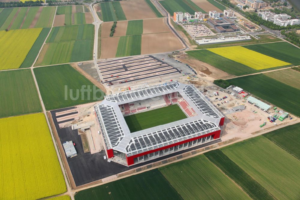 Mainz von oben - Baustelle Fußball-Stadion Coface-Arena