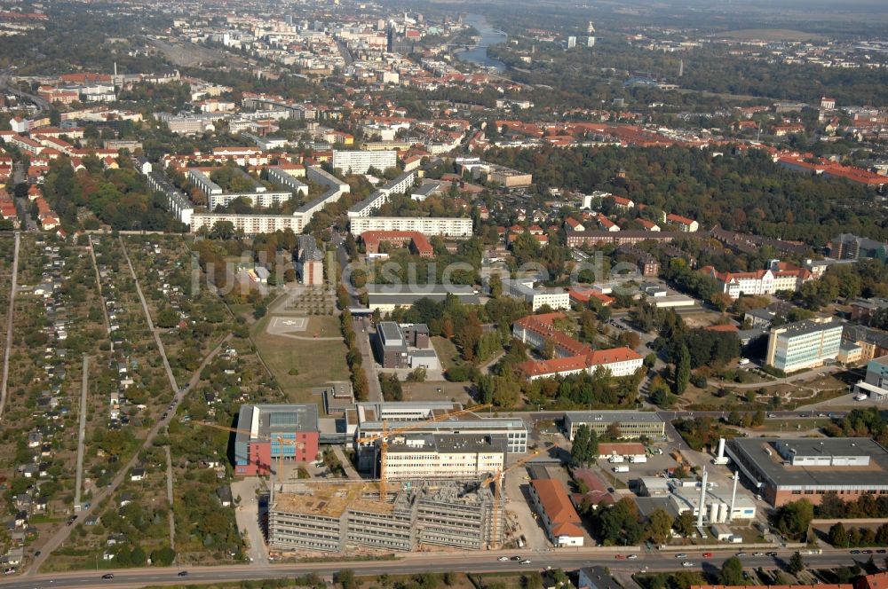 Luftbild Magdeburg - Baustelle Gebäudekomplex des Institut Leibniz-Institut für Neurobiologie in Magdeburg im Bundesland Sachsen-Anhalt, Deutschland