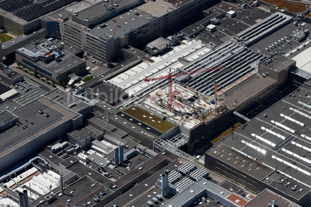 Luftaufnahme München - Baustelle auf dem Gelände der BMW AG im Ortsteil Milbertshofen-Am Hart in München im Bundesland Bayern, Deutschland