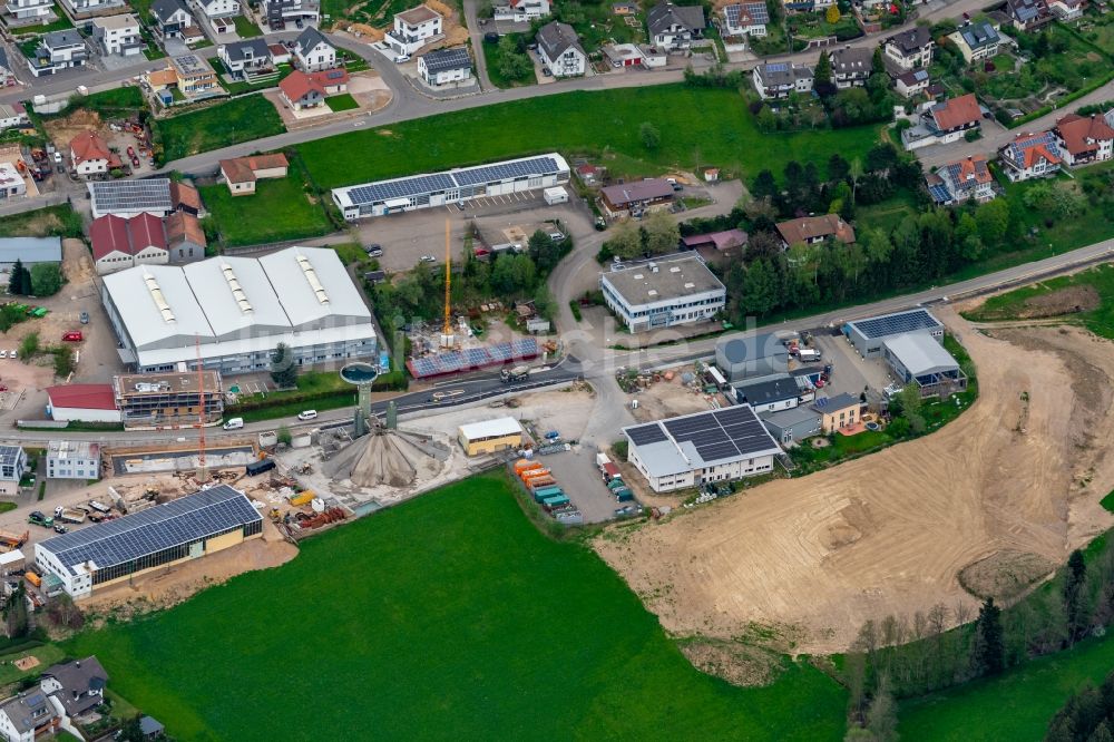 Luftbild Elzach - Baustelle im Gewerbegebiet Yach in Elzach im Bundesland Baden-Württemberg, Deutschland