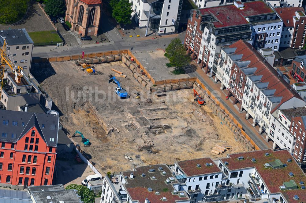 Luftbild Rostock - Baustelle Glatter Aal - Rosengarten Center in Rostock im Bundesland Mecklenburg-Vorpommern, Deutschland