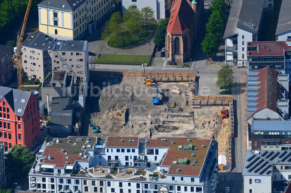 Rostock von oben - Baustelle Glatter Aal - Rosengarten Center in Rostock im Bundesland Mecklenburg-Vorpommern, Deutschland