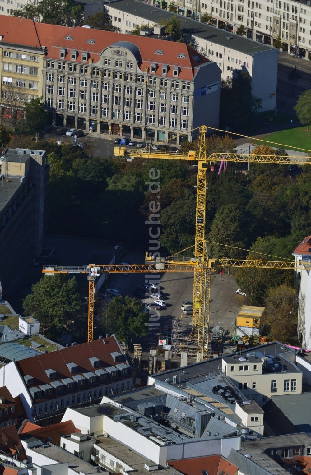 Leipzig von oben - Baustelle der GP Günther Papenburg AG in Leipzig im Bundesland Sachsen