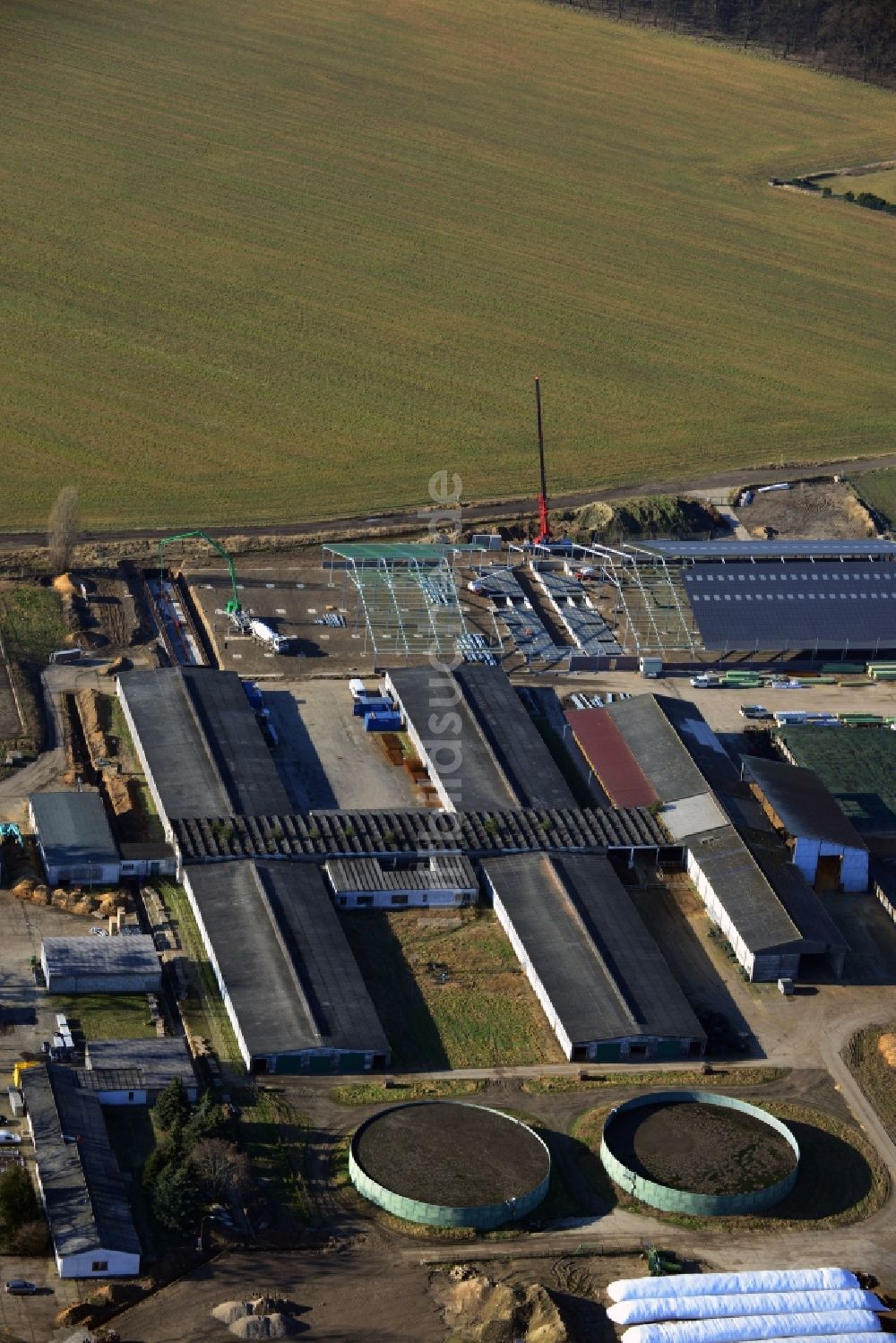 Luftaufnahme Werneuchen - Baustelle auf Grundstück Wegendorfer-Straße 40 in Werneuchen Bundesland Brandenburg