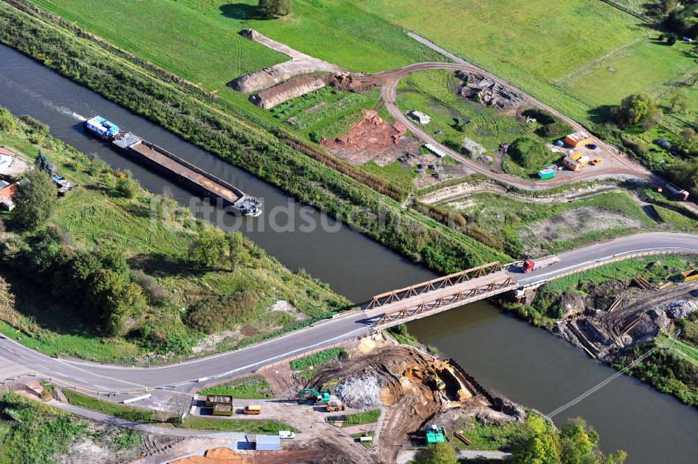 Luftbild Güsen - Baustelle an der Güsener Brücke