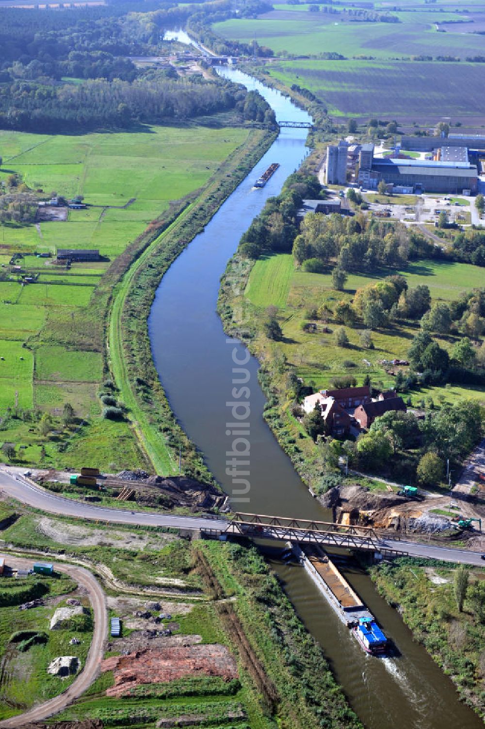 Luftaufnahme Güsen - Baustelle an der Güsener Brücke