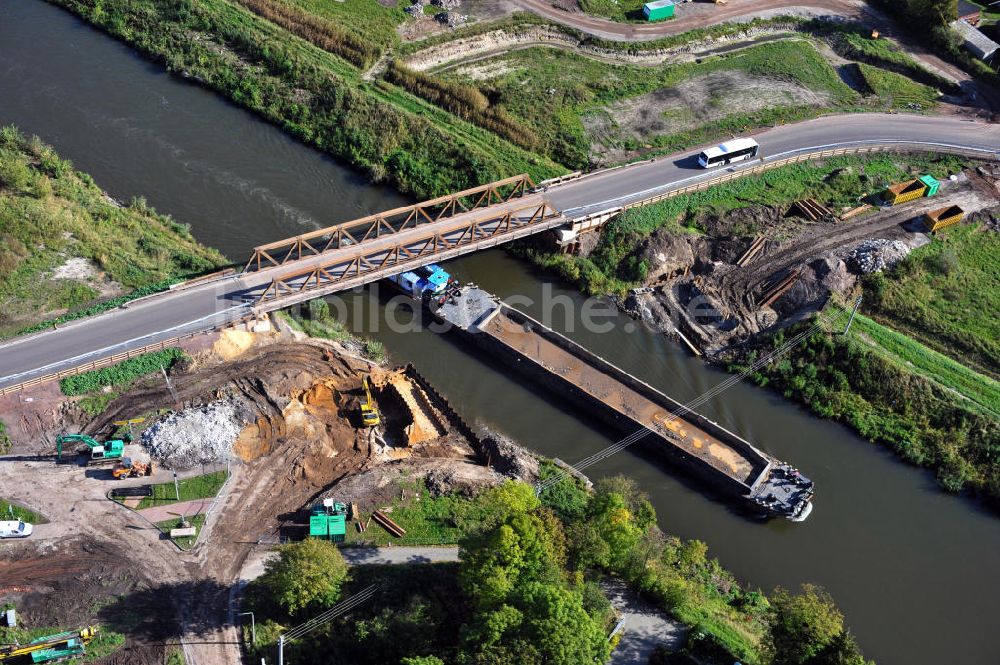 Luftbild Güsen - Baustelle an der Güsener Brücke