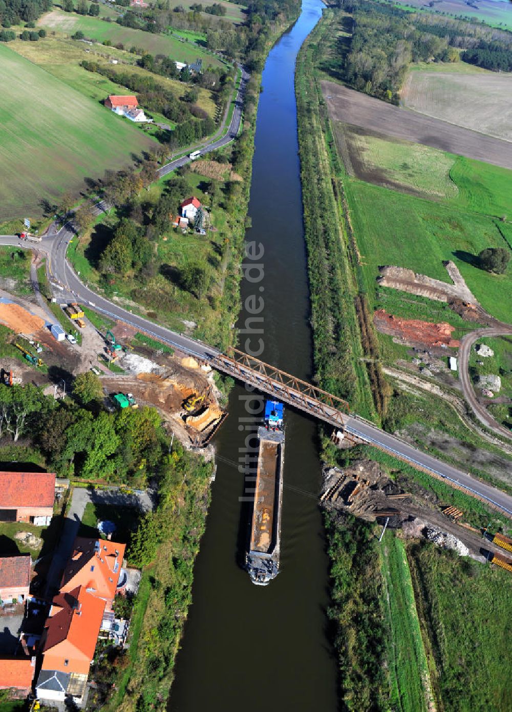 Luftaufnahme Güsen - Baustelle an der Güsener Brücke