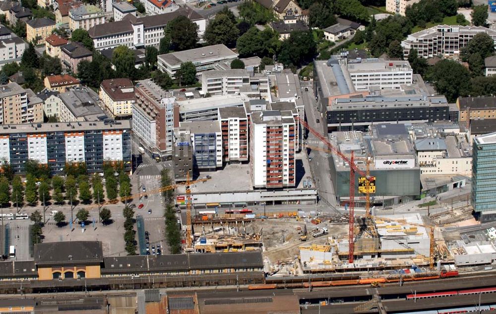 Salzburg aus der Vogelperspektive: Baustelle am Hauptbahnhof Salzburg