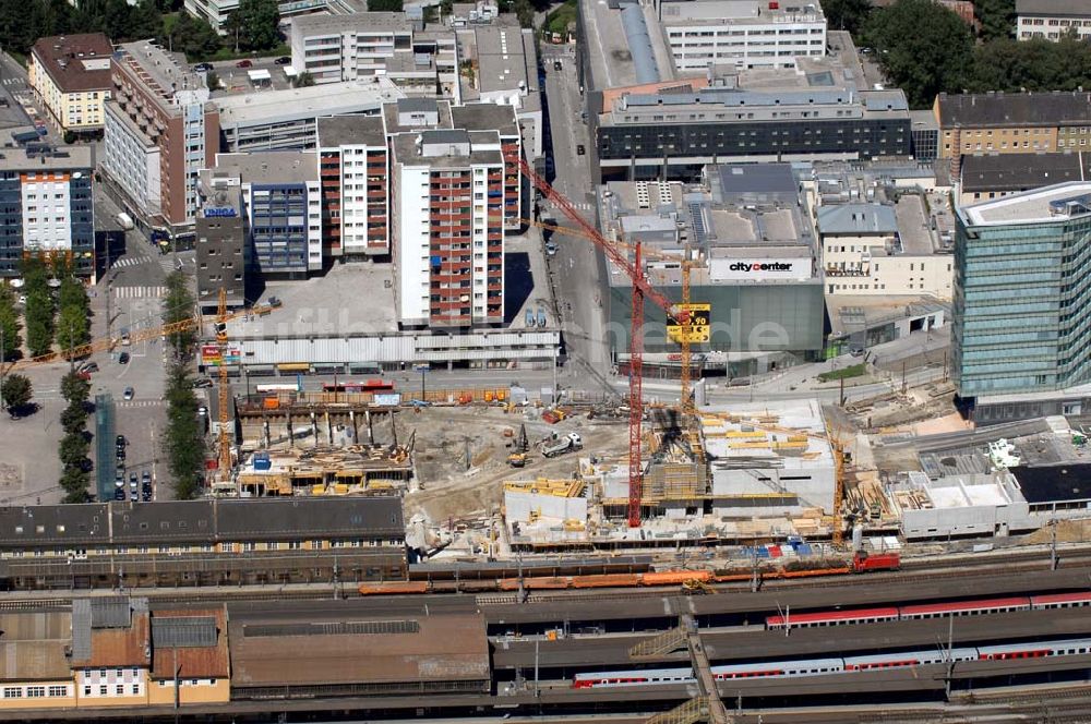 Luftbild Salzburg - Baustelle am Hauptbahnhof Salzburg