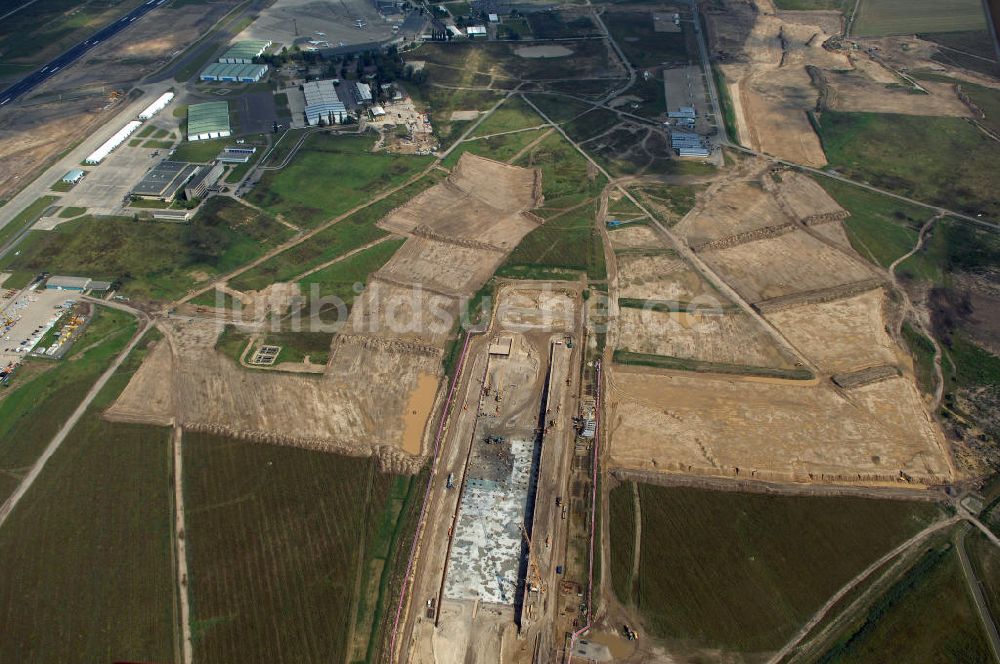 Schönefeld aus der Vogelperspektive: Baustelle des Hauptstadtflughafens BBI Schönefeld