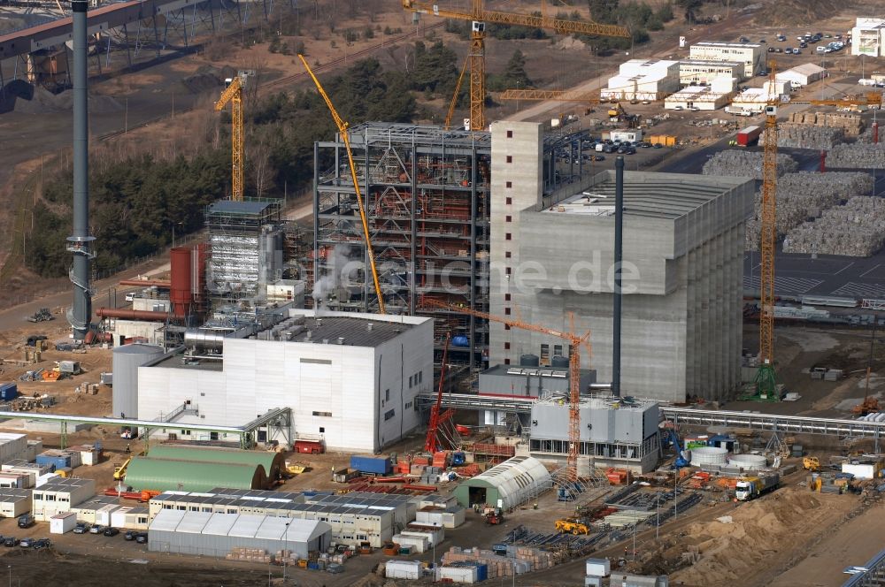 Eisenhüttenstadt aus der Vogelperspektive: Baustelle am Heizkraftwerk in Eisenhüttenstadt im Bundesland Brandenburg