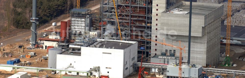 Eisenhüttenstadt von oben - Baustelle am Heizkraftwerk in Eisenhüttenstadt im Bundesland Brandenburg