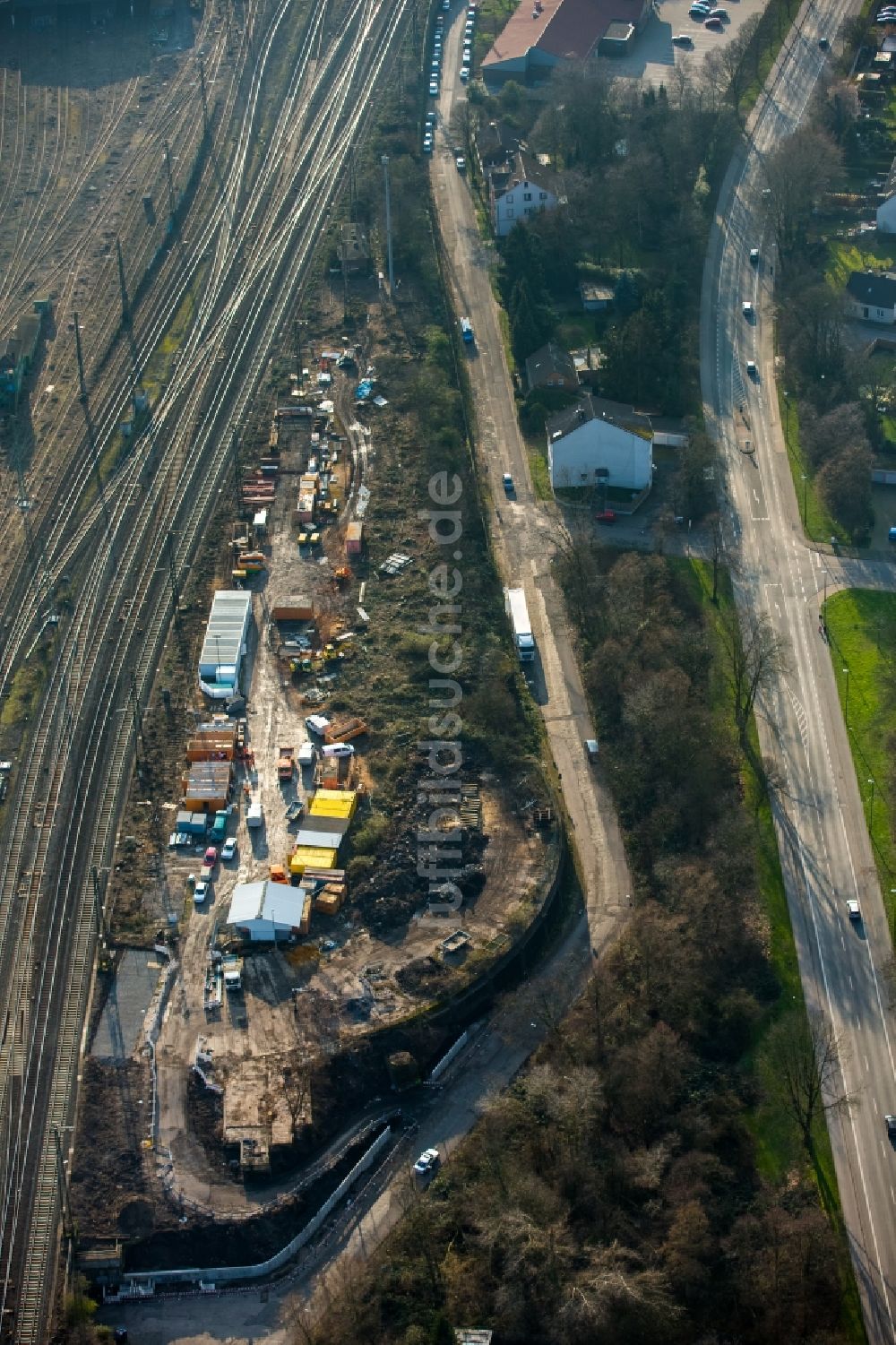 Herne von oben - Baustelle an der Herner Straße in Herne im Bundesland Nordrhein-Westfalen