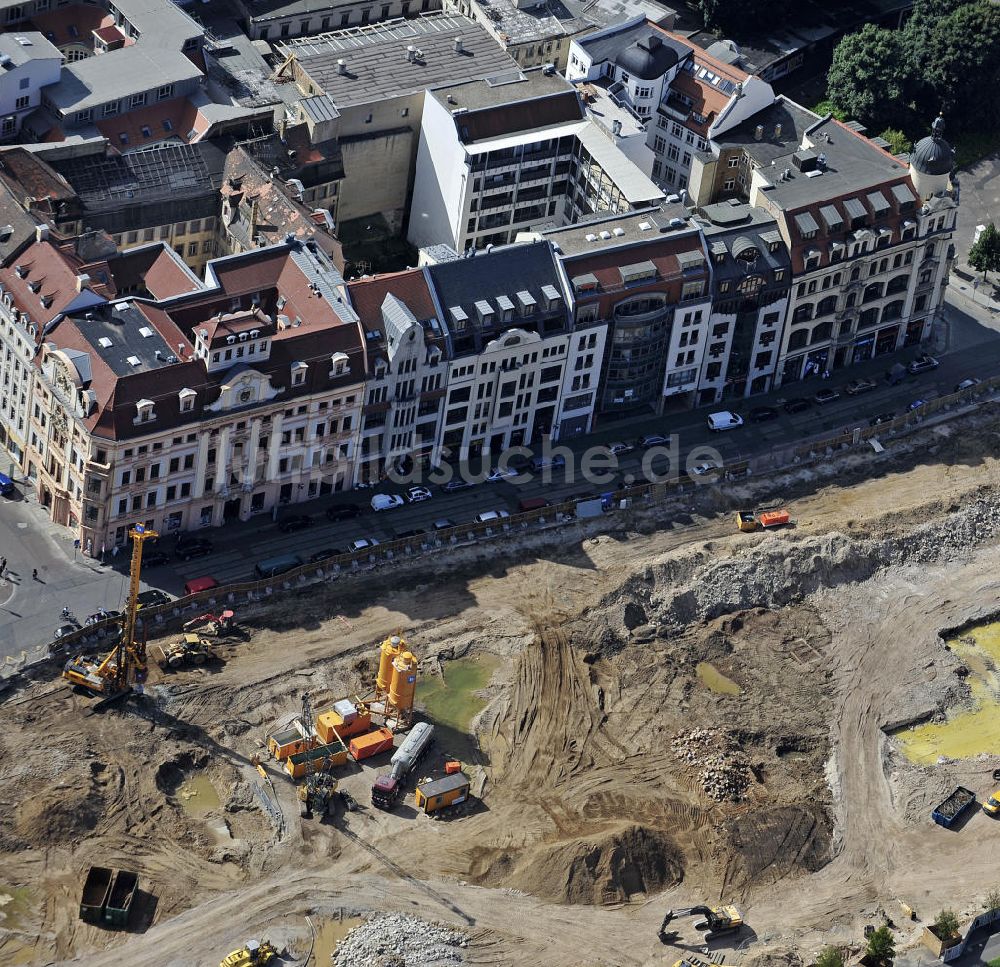 Leipzig aus der Vogelperspektive: Baustelle Höfe am Brühl