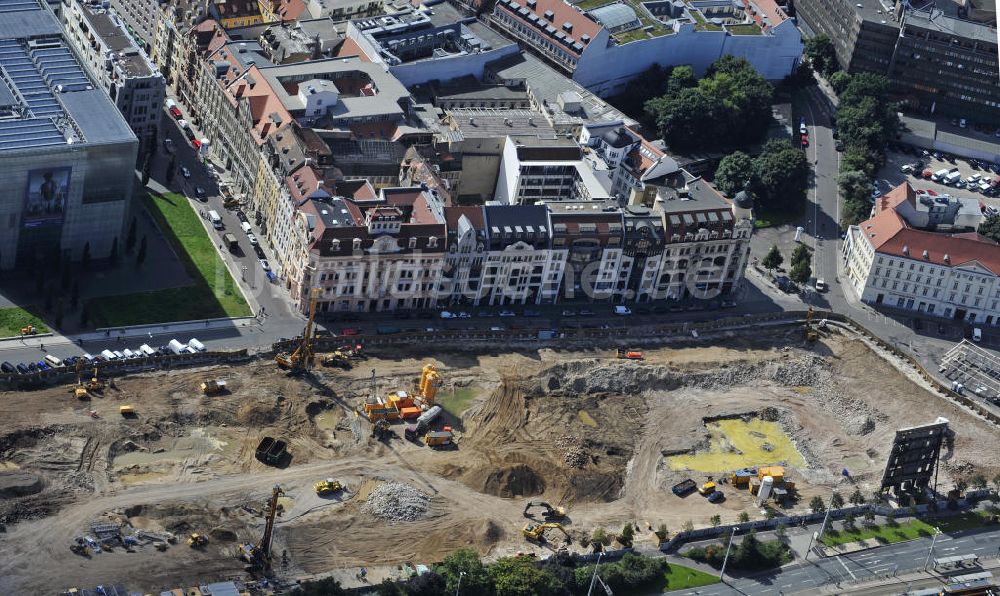 Leipzig von oben - Baustelle Höfe am Brühl