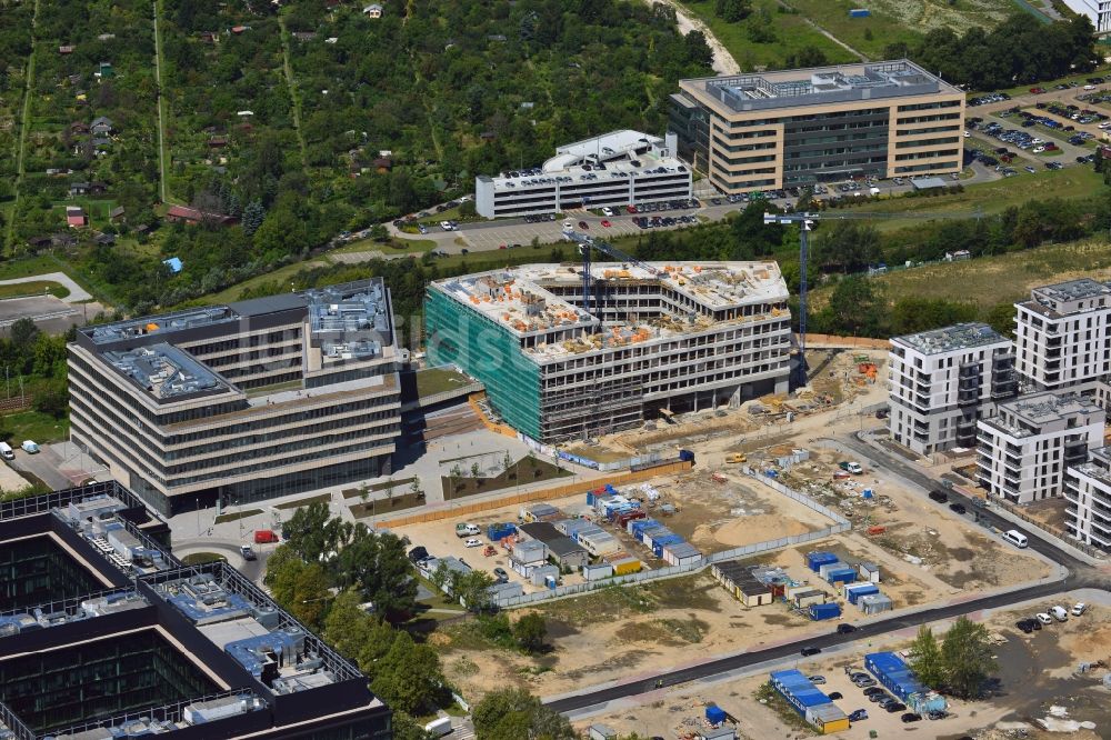 Warschau von oben - Baustelle hinter dem Konstruktorska Business Center im Bezirk Mokotow in Warschau in Polen