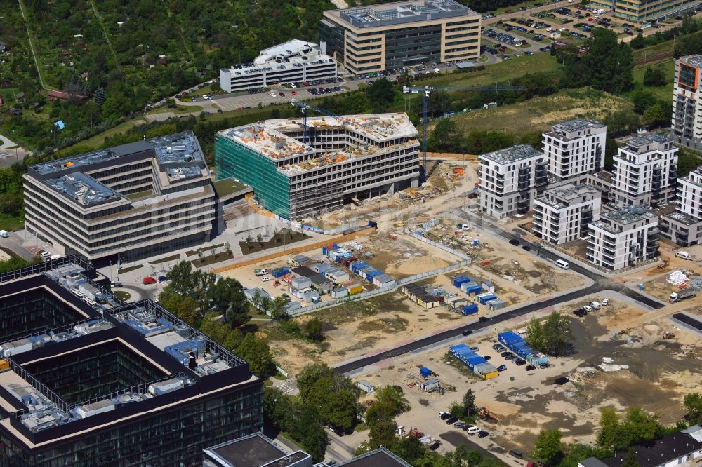 Warschau von oben - Baustelle hinter dem Konstruktorska Business Center im Bezirk Mokotow in Warschau in Polen