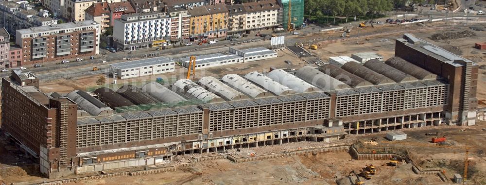 Luftbild Frankfurt am Main - Baustelle Hochhaus- Neubau der Doppeltürme der EZB-Zentrale in Frankfurt / Main in Hessen