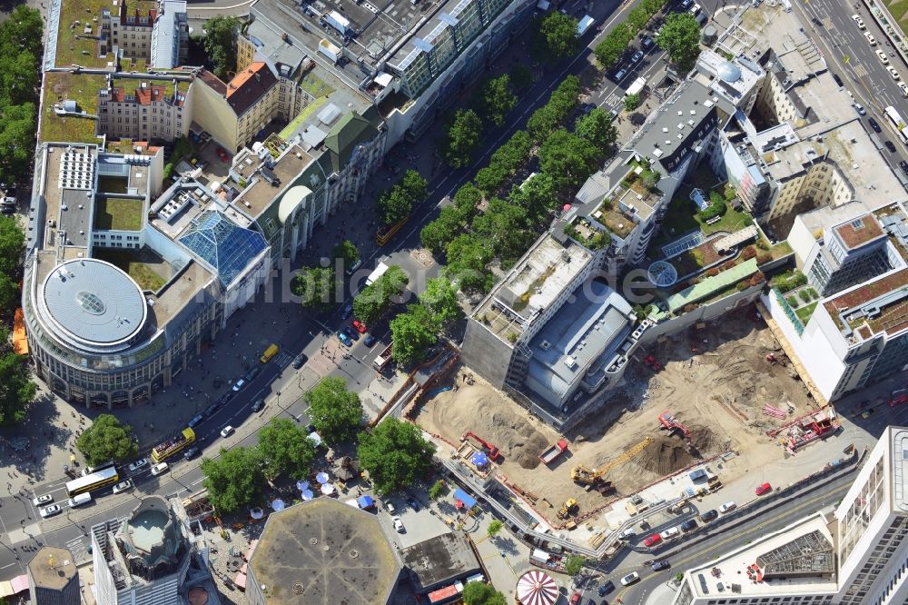 Luftbild Berlin - Baustelle Hochhaus-Neubau Upper West am Breitscheidplatz in Berlin-Charlottenburg