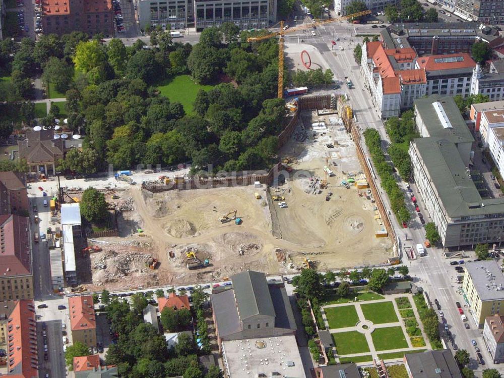 München von oben - Baustelle Hotel Lenbach Gärten - München