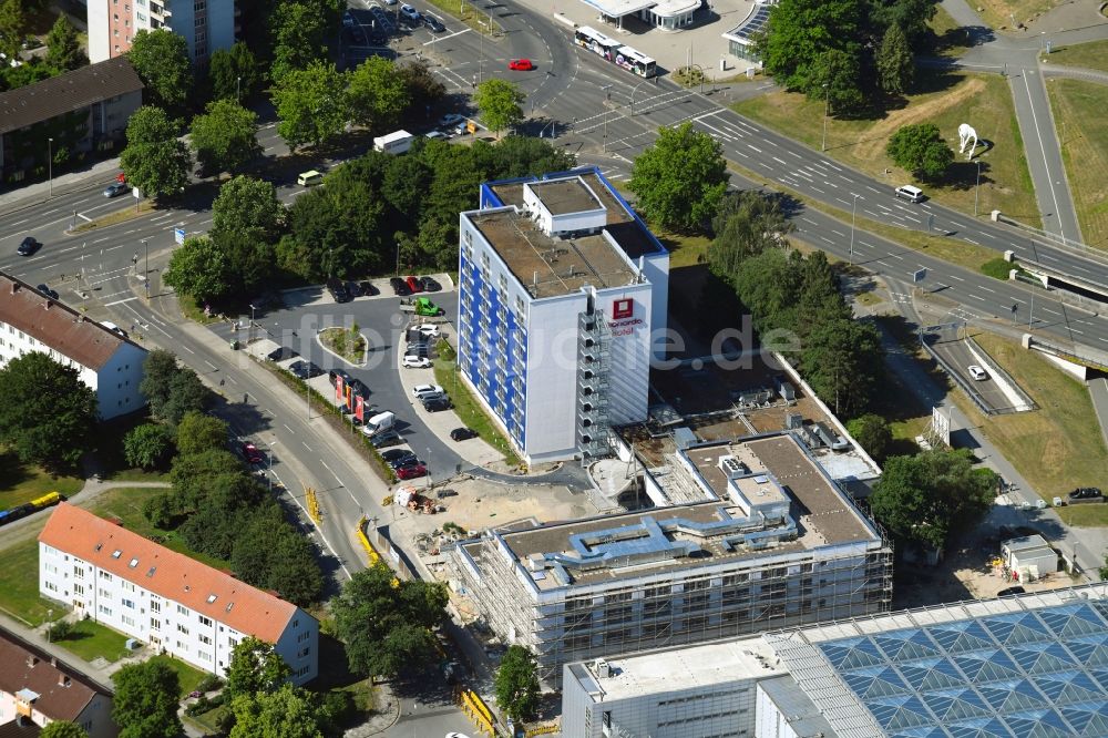 Luftbild Wolfsburg - Baustelle an der Hotelanlage Leonardo Hotel Wolfsburg City Center im Bundesland Niedersachsen, Deutschland