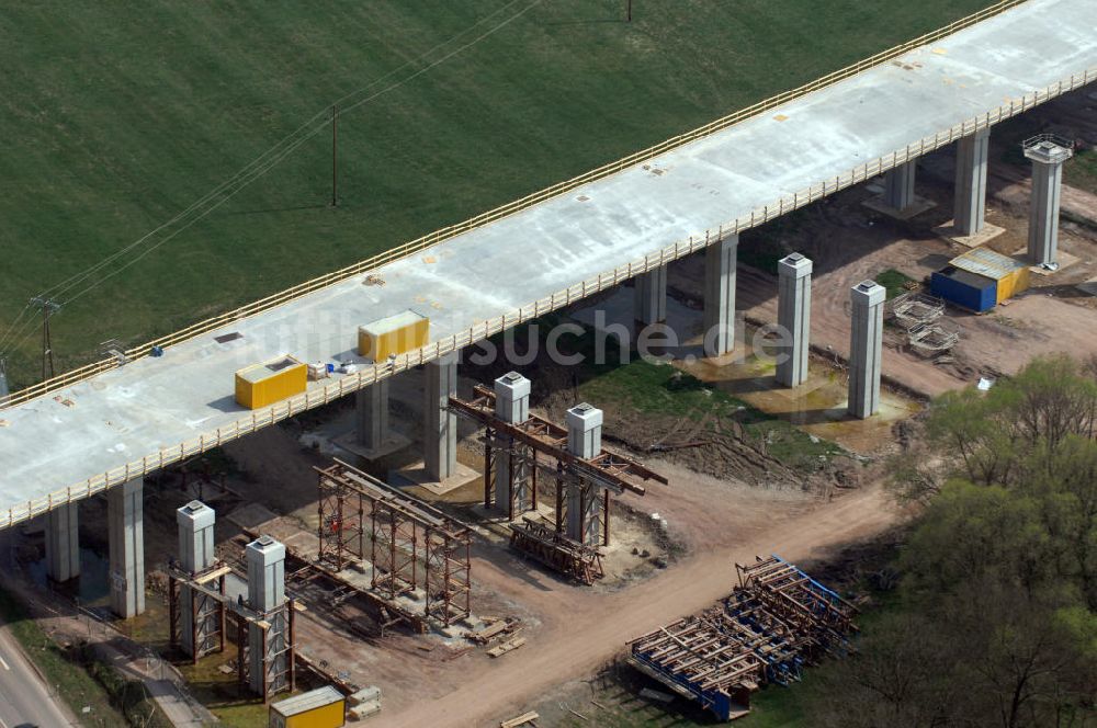 Luftbild Sättelstädt - Baustelle Hörseltalbrücke bei Sättelstädt